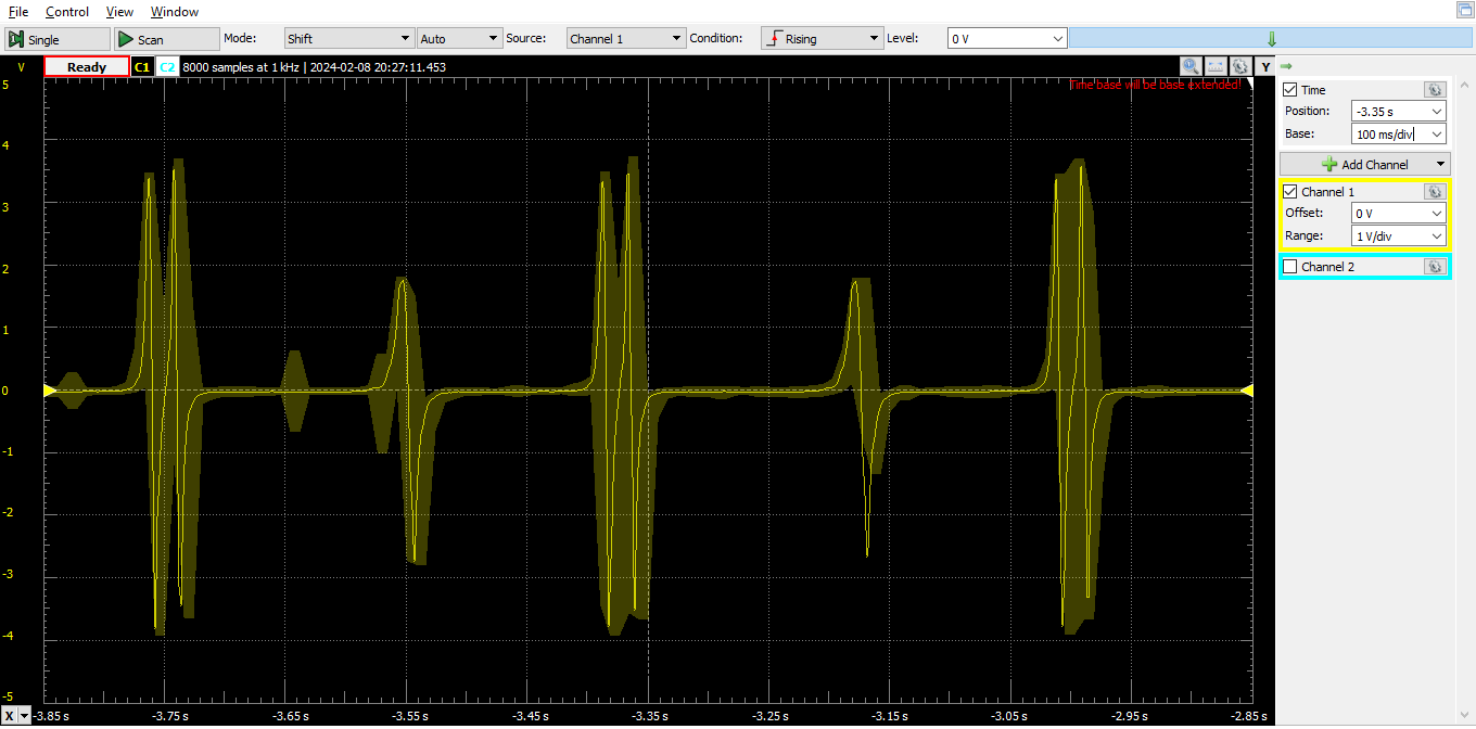 Camshaft sensor output measured at the connectors for the stock ECU